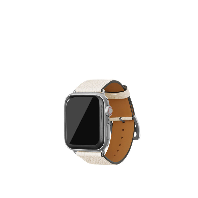 シュリンク Apple Watch レザーバンド【38mm/40mm/41mm/42mm, S/Mサイズ】 (アダプター：シルバー)