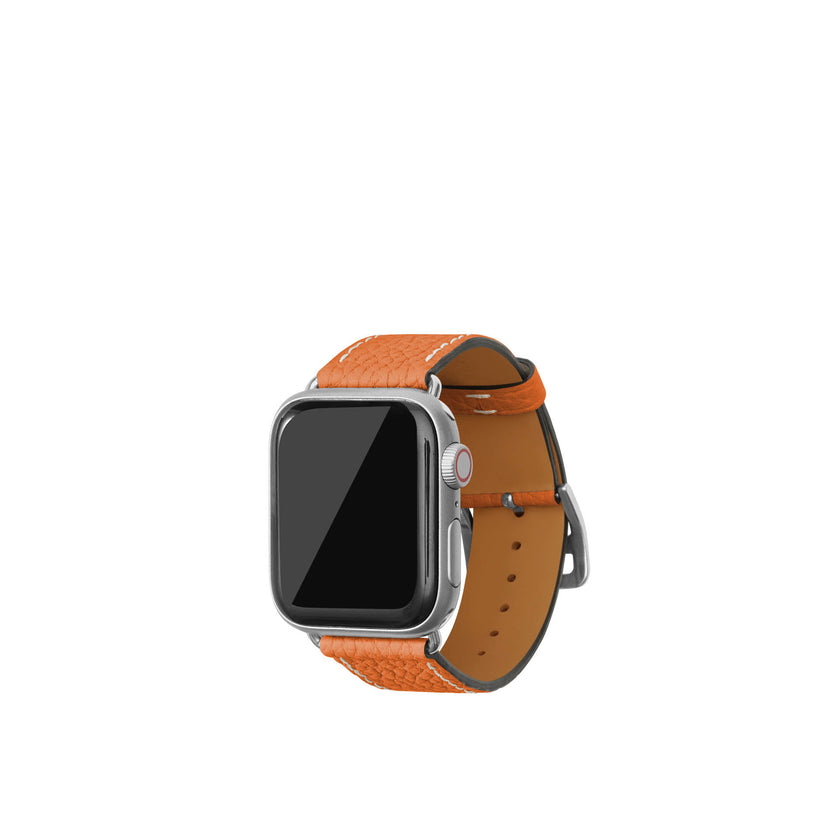 シュリンク Apple Watch レザーバンド【38mm/40mm/41mm/42mm, S/Mサイズ】 (アダプター：シルバー)