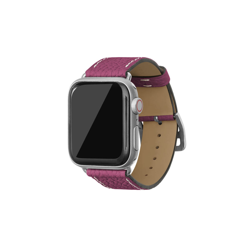 シュリンク Apple Watch レザーバンド【38mm/40mm/41mm/42mm, S/Mサイズ】 (アダプター：シルバー)