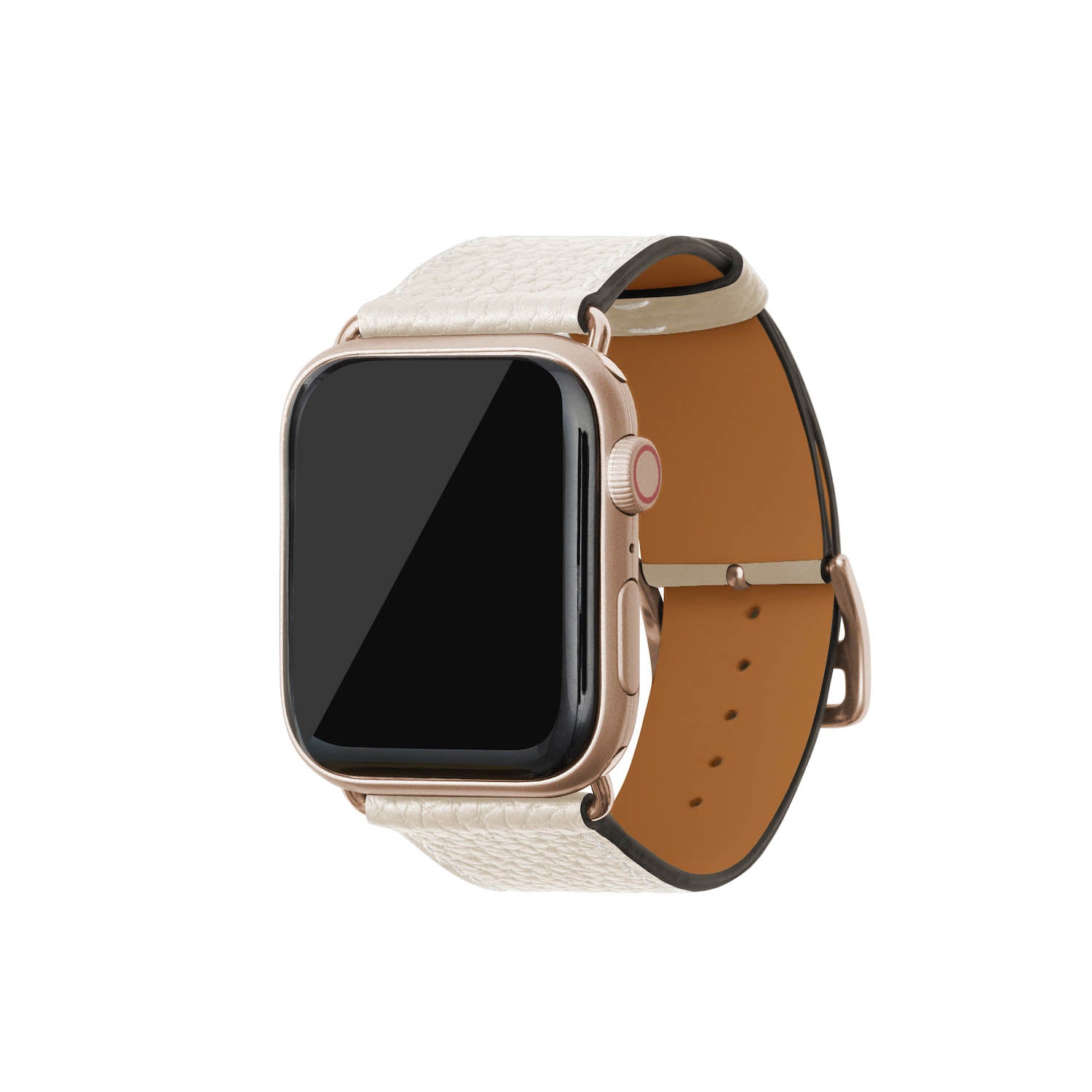 Apple Watch レザーバンド【44mm/45mm/46mm/49mm, M/Lサイズ】 (アダプター：ゴールド)