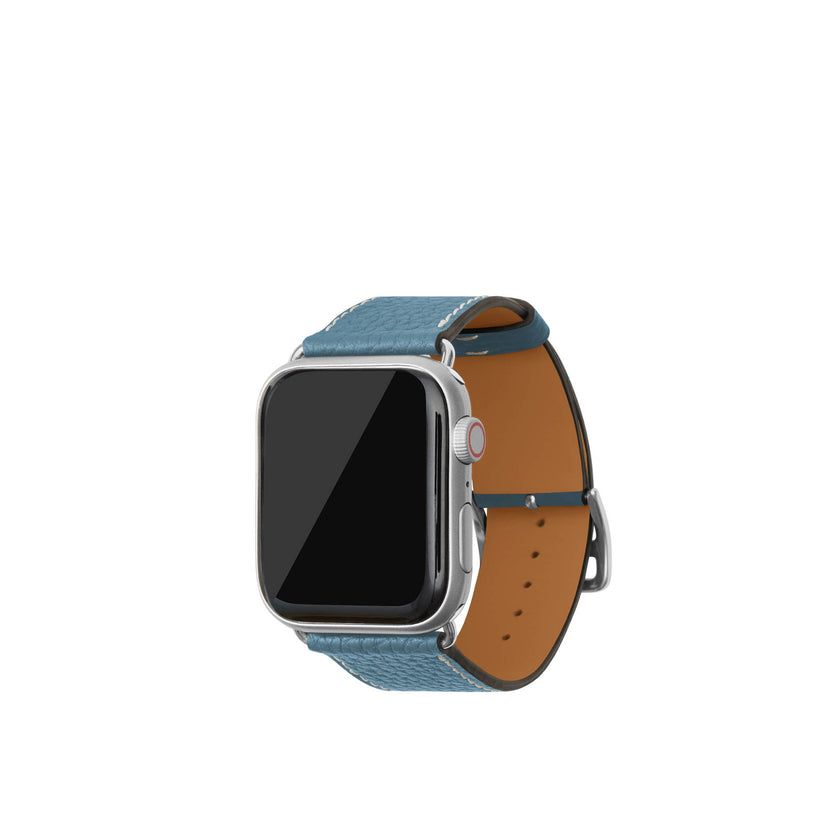 Apple Watch 가죽 밴드【42 mm/44 mm/45 mm/49 mm, M/L 사이즈】 (어댑터：실버)