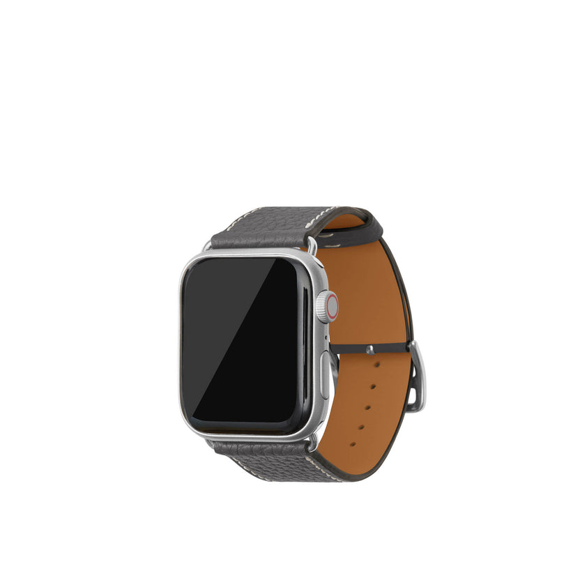 Apple Watch 가죽 밴드【42 mm/44 mm/45 mm/49 mm, M/L 사이즈】 (어댑터：실버)