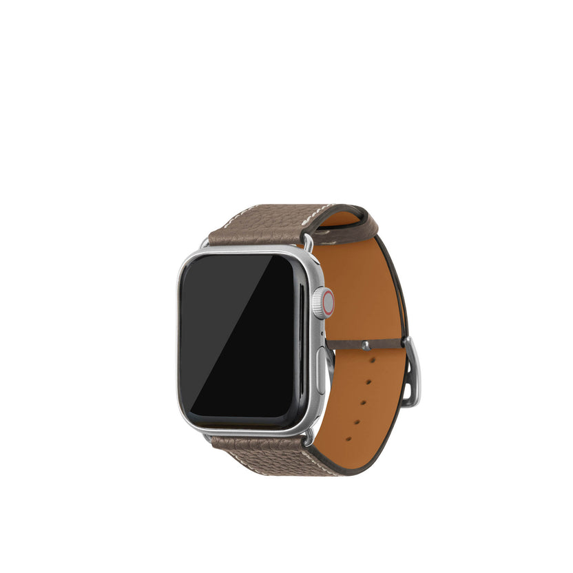 Apple Watch 가죽 밴드【42 mm/44 mm/45 mm/49 mm, M/L 사이즈】 (어댑터：실버)