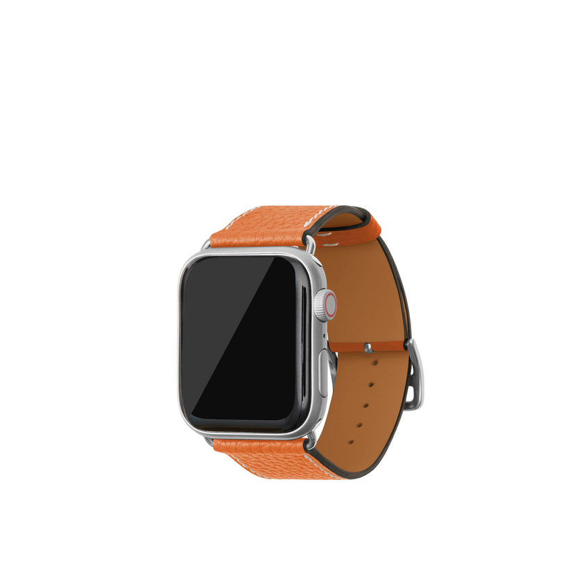 Apple Watch 가죽 밴드【42 mm/44 mm/45 mm/49 mm, M/L 사이즈】 (어댑터：실버)