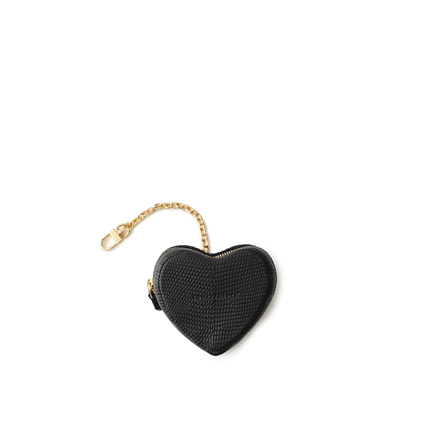 ハート ミニポーチ チェーン付き (エンボスリザードレザー)
