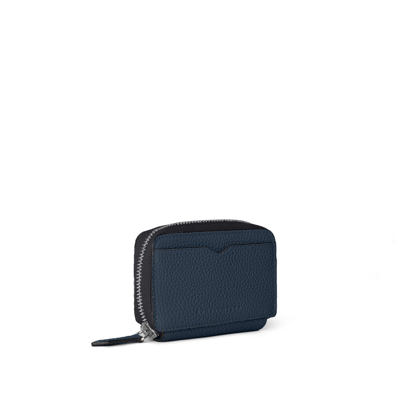 Round Zip Smart Key Case Shrink Leather