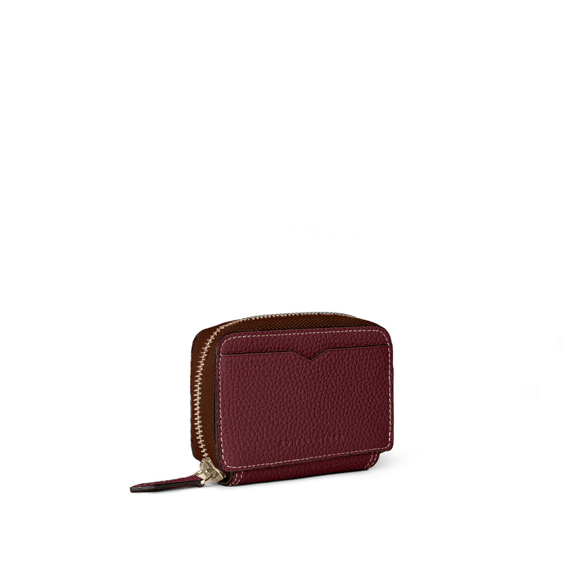 Round Zip Smart Key Case Shrink Leather