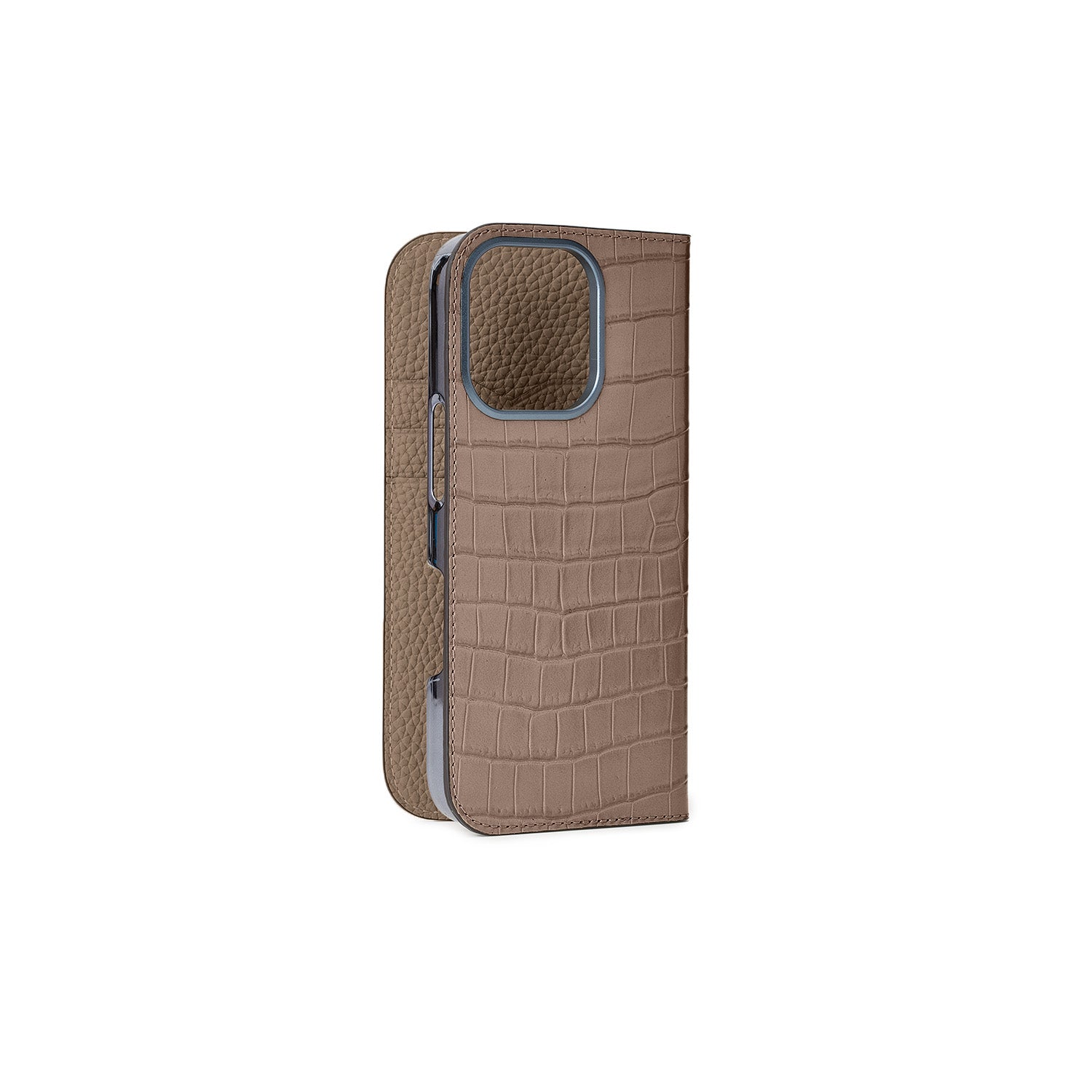(iPhone 16 Pro) Diary Case Embossed Croco Leather