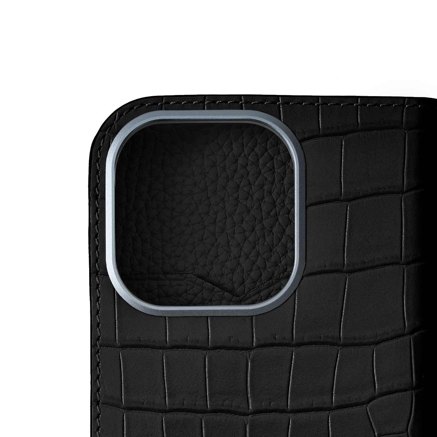 (iPhone 16 Pro Max) ダイアリーケース エンボスクロコレザー