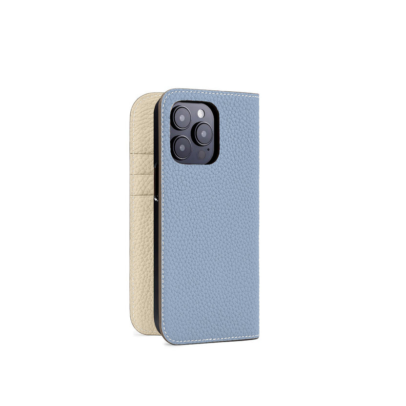 (iPhone 14 Pro) Diary Case Shrink Leather