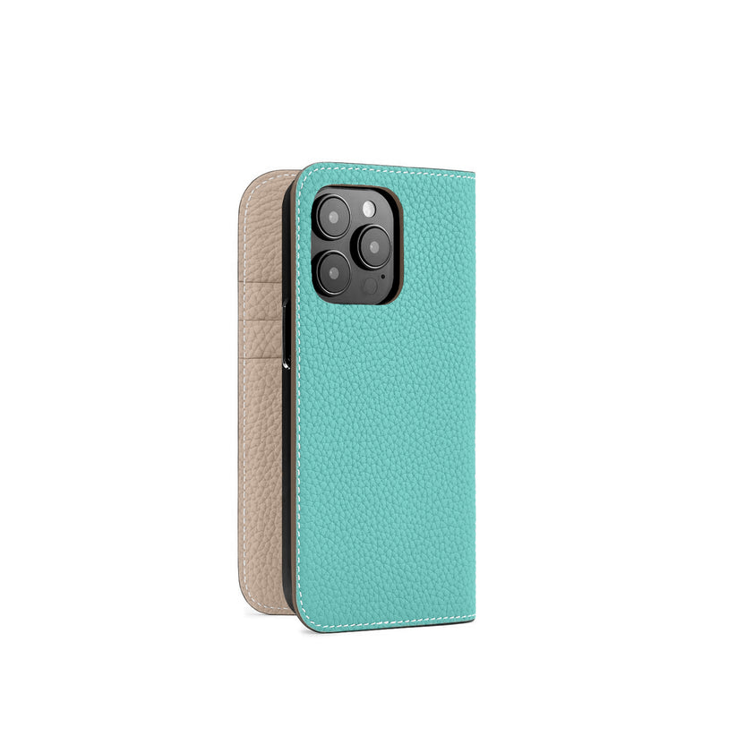 (iPhone 15 Pro) Diary Case Shrink Leather