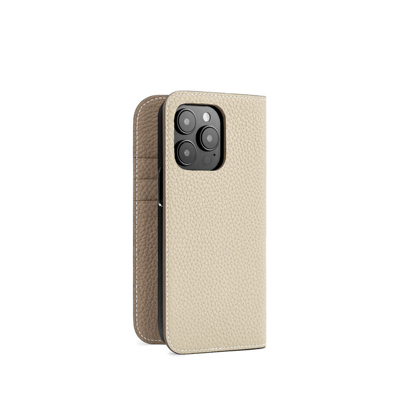 (iPhone 15 Pro) Diary Case Shrink Leather