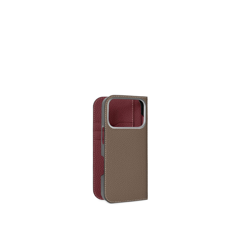 (iPhone 18 Pro) Diary Case Shrink Leather