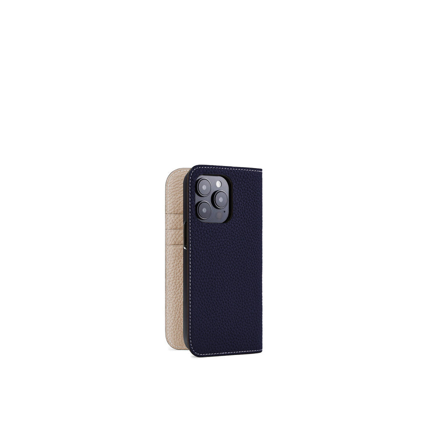 (iPhone 15 Pro) Diary Case Shrink Leather