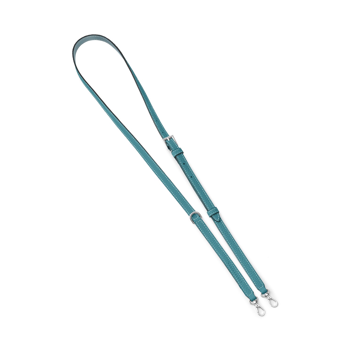 Dリング付き アジャスタブル ショルダー ストラップ シュリンクレザー シルバー