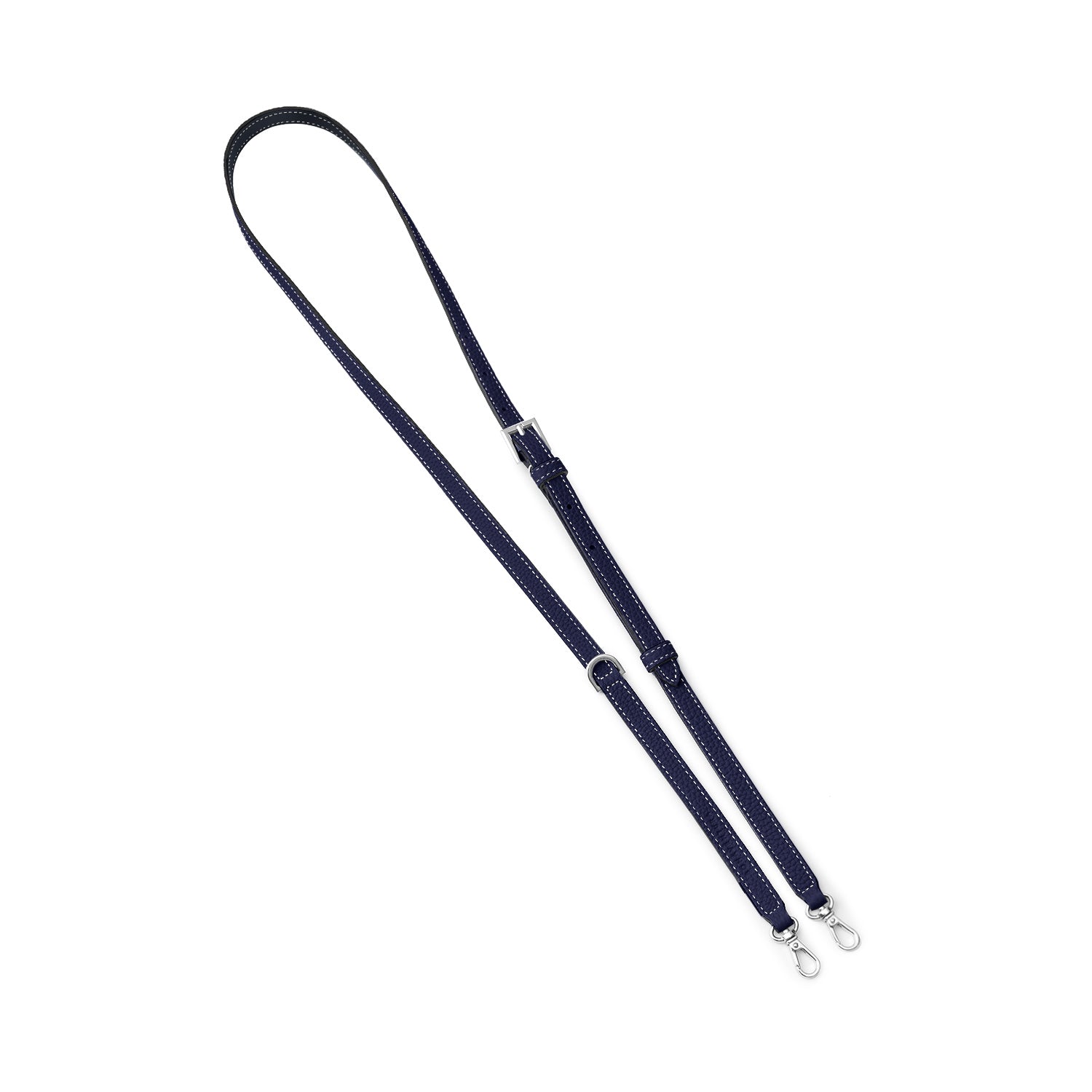 Dリング付き アジャスタブル ショルダー ストラップ シュリンクレザー シルバー