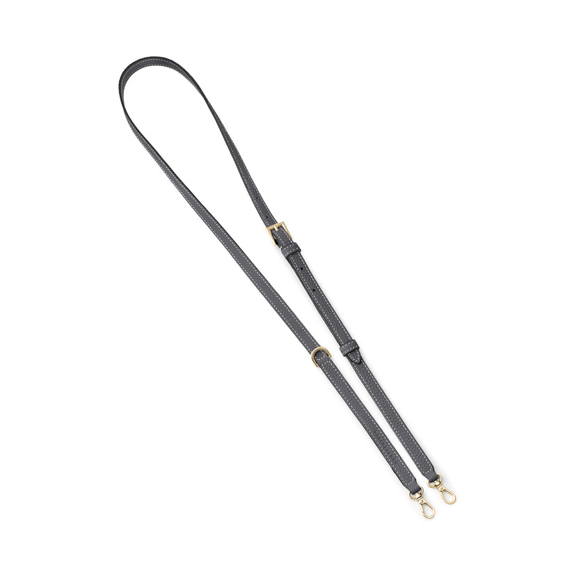 Dリング付き アジャスタブル ショルダー ストラップ シュリンクレザー (ゴールド)