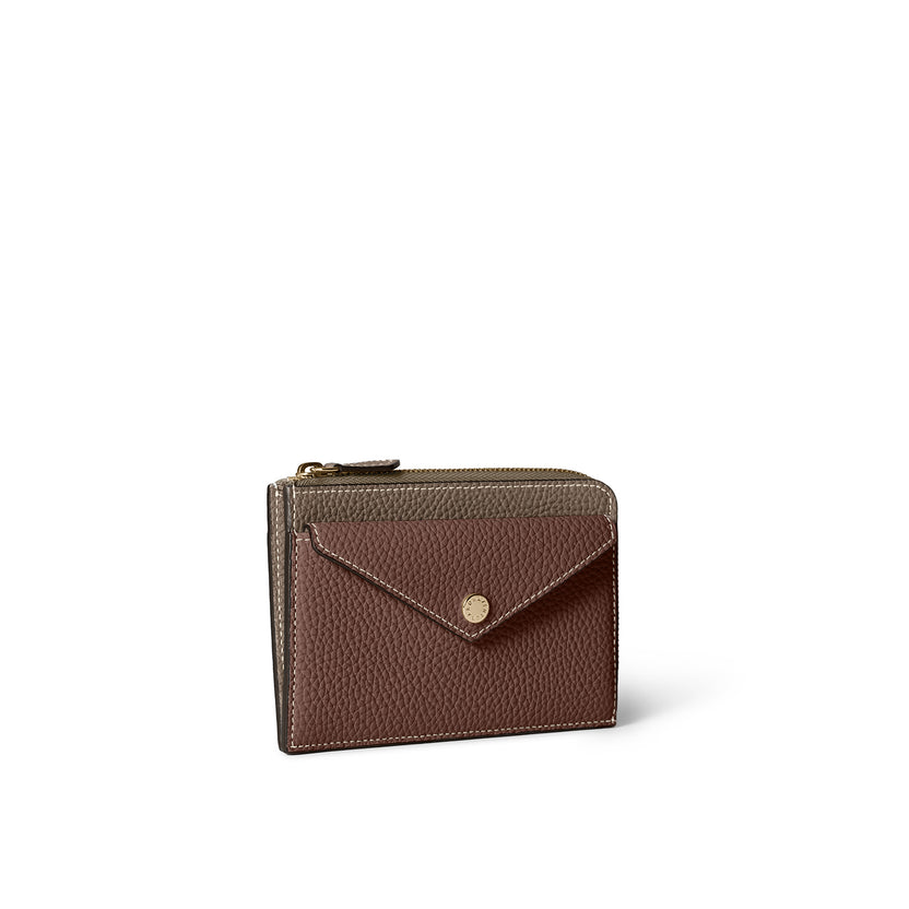 Envelope Mini-zip Wallet In Shrink Leather
