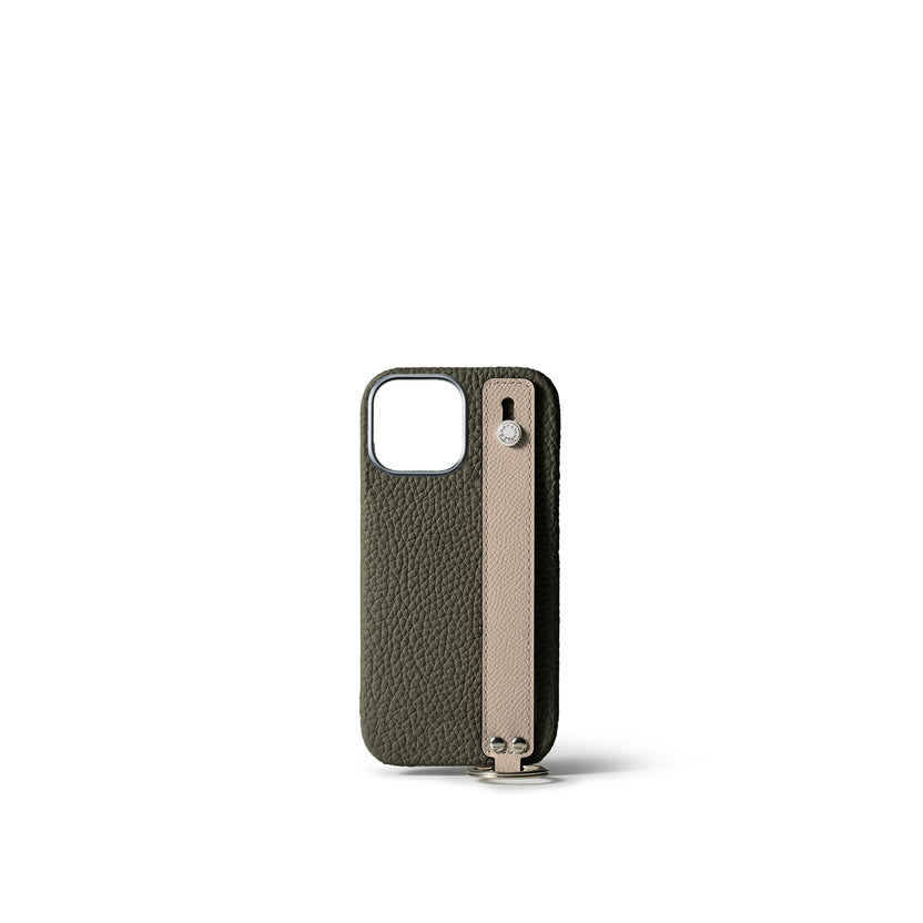Back Cover Case with Handle Shrink Leather (iPhone 15 Pro Max)