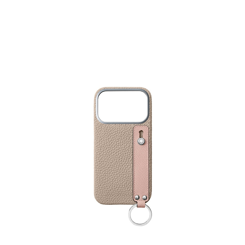 (iPhone 18 Pro) ハンドル付き バックカバーケース シュリンクレザー