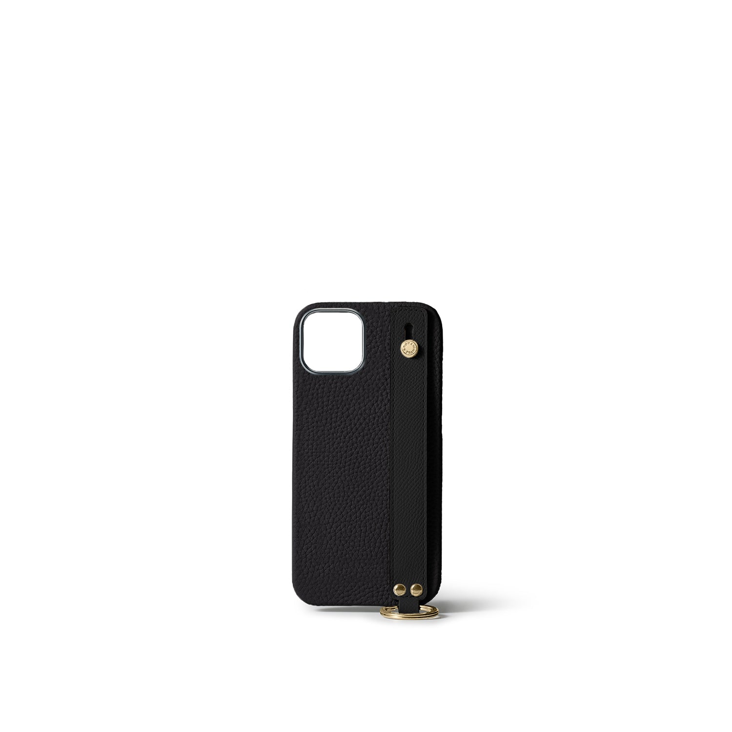 (iPhone 15) ハンドル付き バックカバーケース シュリンクレザー （ゴールド）