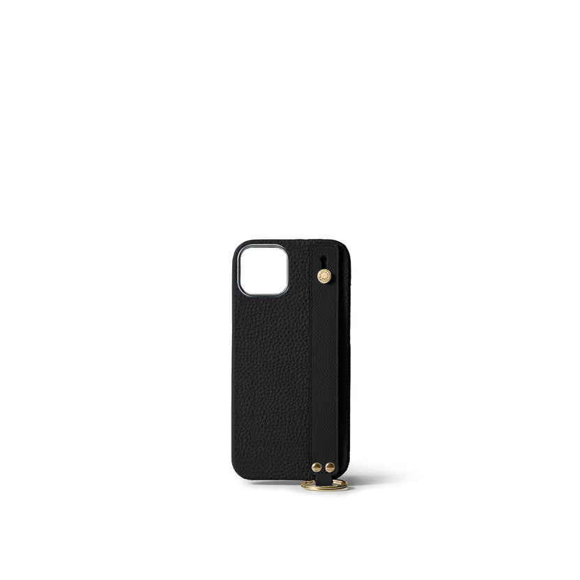 (iPhone 15) ハンドル付き バックカバーケース シュリンクレザー （ゴールド）