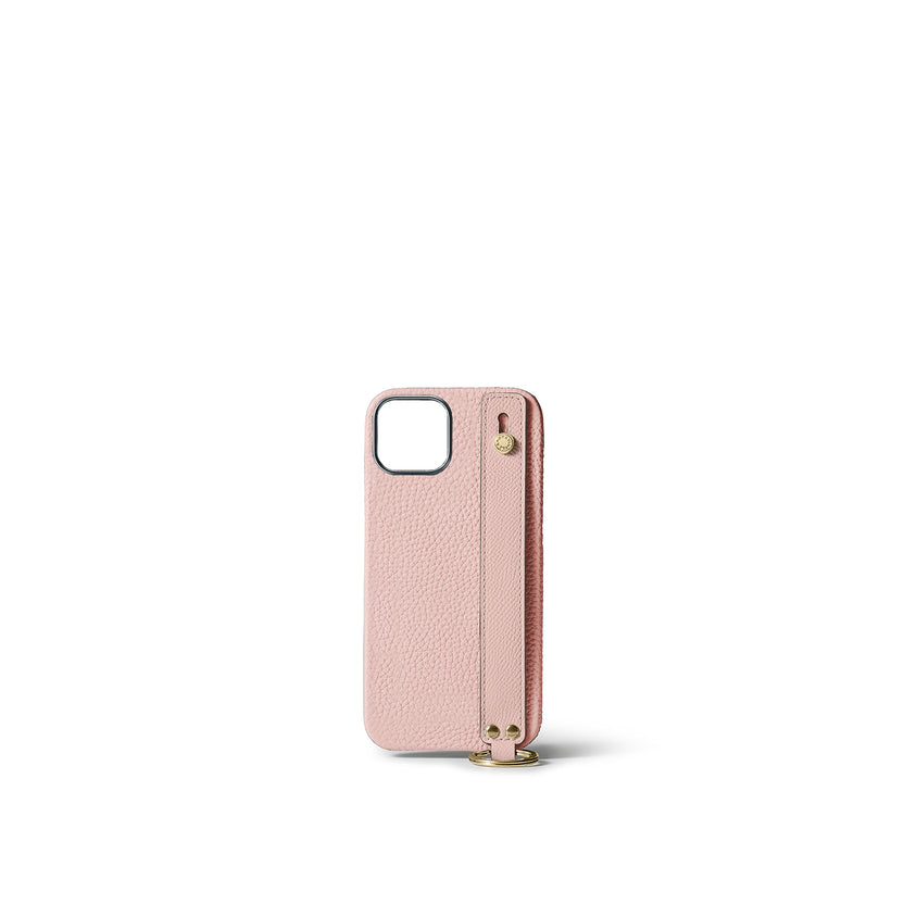 (iPhone 15) ハンドル付き バックカバーケース シュリンクレザー （ゴールド）