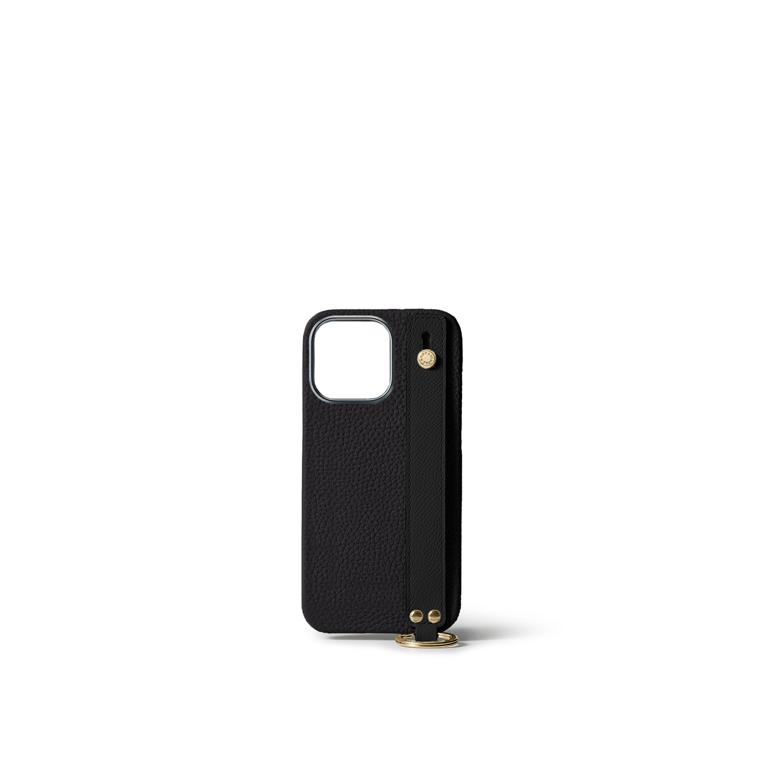 (iPhone 15 Pro) ハンドル付き バックカバーケース シュリンクレザー （ゴールド）