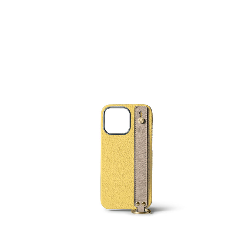 Back Cover with Handle Shrink Leather Gold (iPhone 15 Pro)