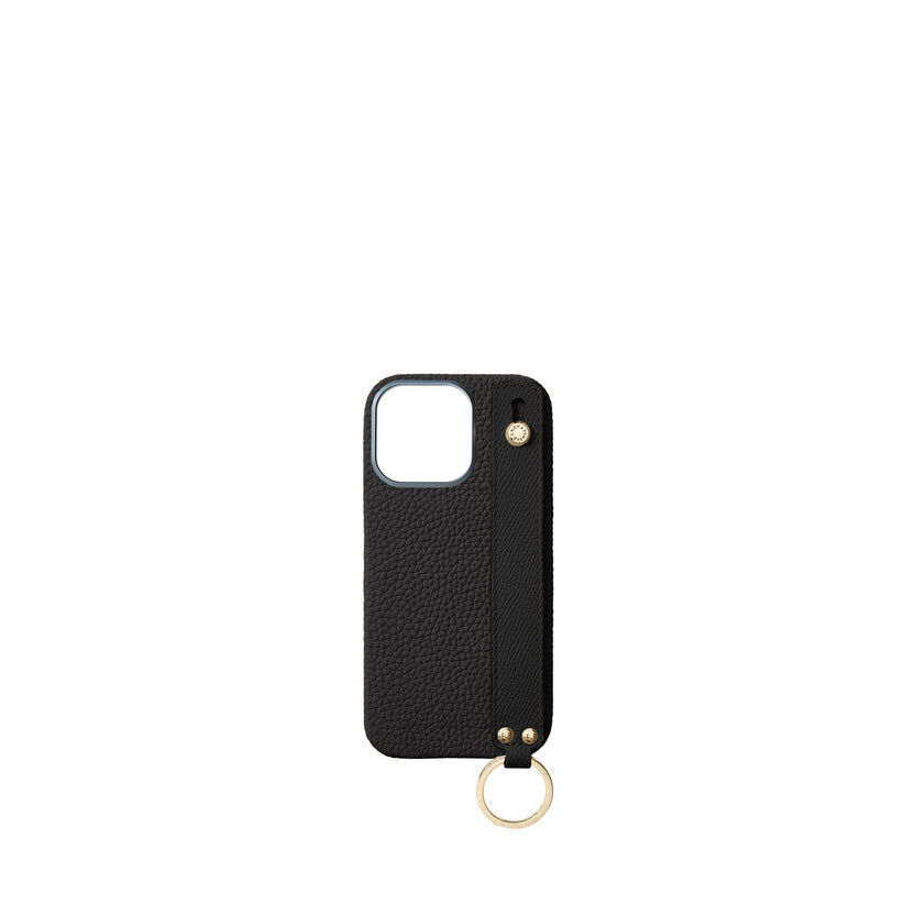 (iPhone 16 Pro) ハンドル付き バックカバーケース シュリンクレザー （ゴールド）