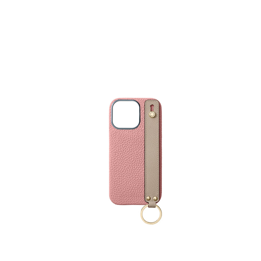 (iPhone 16 Pro) ハンドル付き バックカバーケース シュリンクレザー （ゴールド）