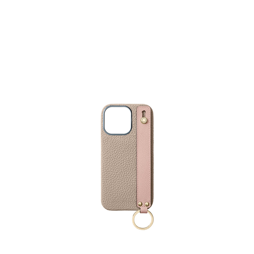 (iPhone 16 Pro) ハンドル付き バックカバーケース シュリンクレザー （ゴールド）