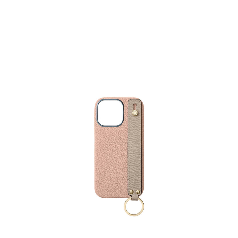 (iPhone 16 Pro) ハンドル付き バックカバーケース シュリンクレザー （ゴールド）