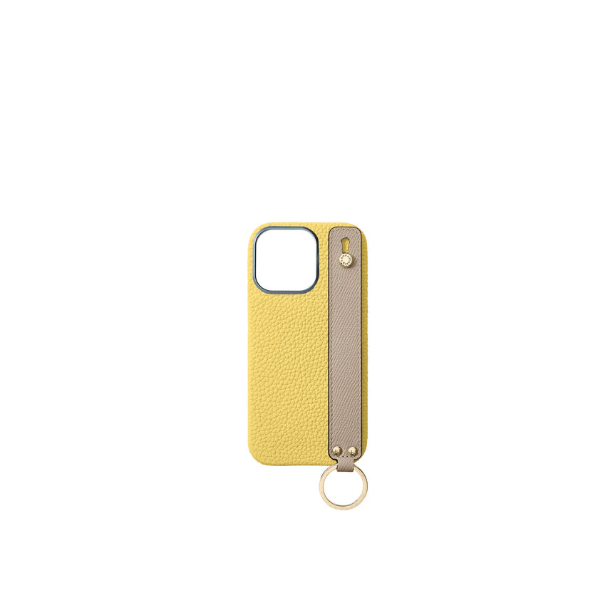 (iPhone 16 Pro) ハンドル付き バックカバーケース シュリンクレザー （ゴールド）