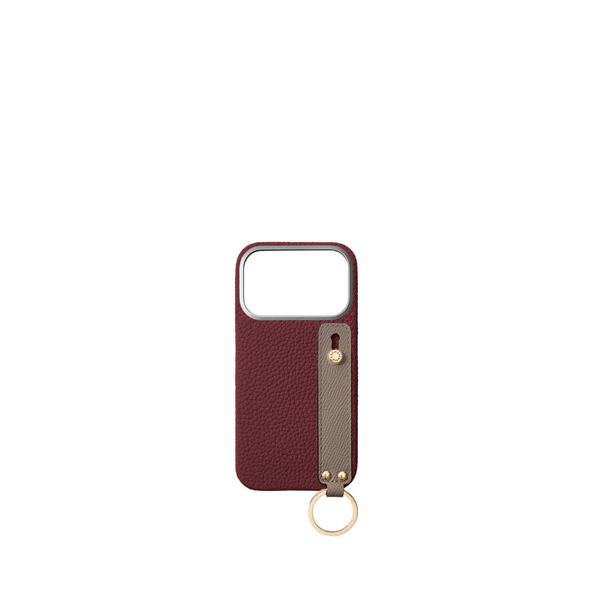 (iPhone 18 Pro) Back Cover Case with Handle Shrink Leather (Gold)