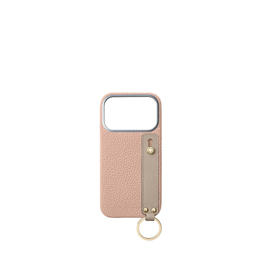 (iPhone 17 Pro) ハンドル付き バックカバーケース シュリンクレザー （ゴールド）