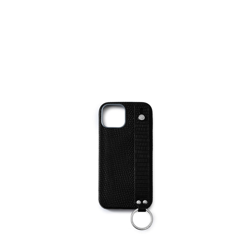 (iPhone 16) ハンドル付き バックカバーケース リザードエンボスレザー