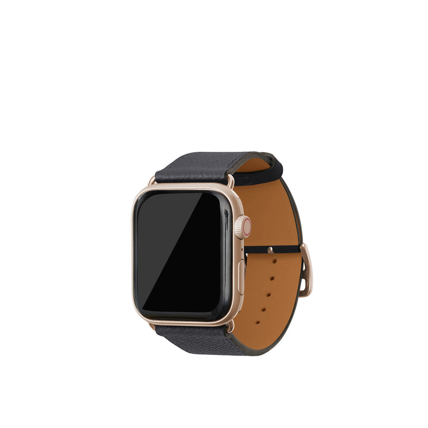 ノービレ Apple Watch レザーバンド【44mm/45mm/46mm/49mm, M/Lサイズ】 (アダプター：ゴールド)