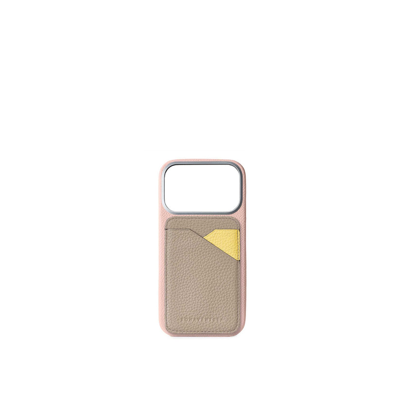 (iPhone 18 Pro) バックカバーケース ノービレレザー × マグネット カードケース バイカラー シュリンクレザー