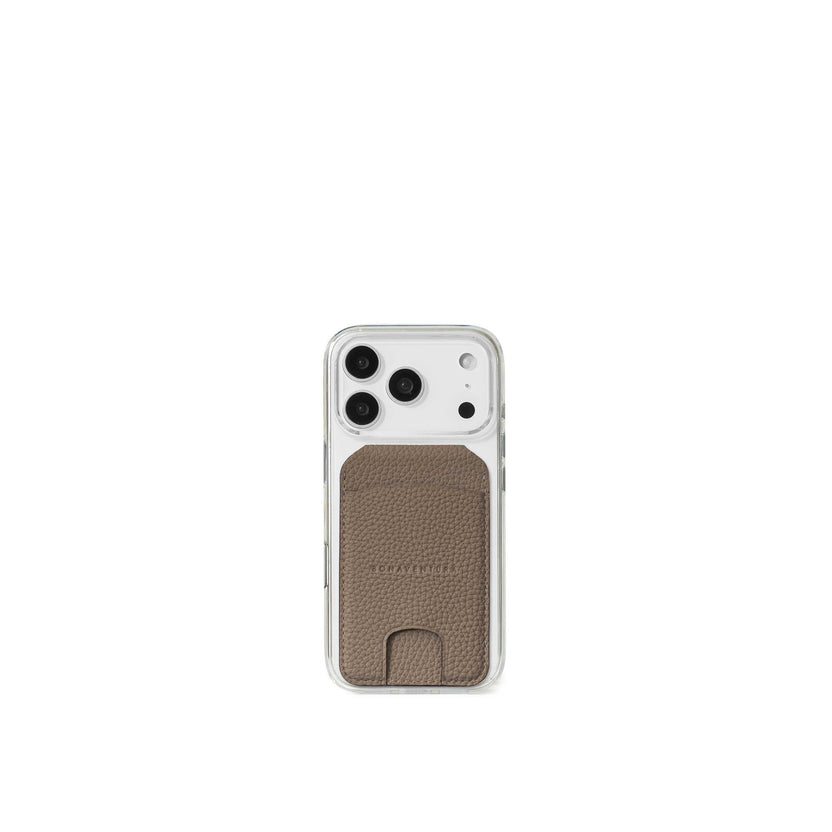(iPhone 18 Pro / 17 Pro) クリア バックカバーケース × マグネット スタンドカードケース シュリンクレザー