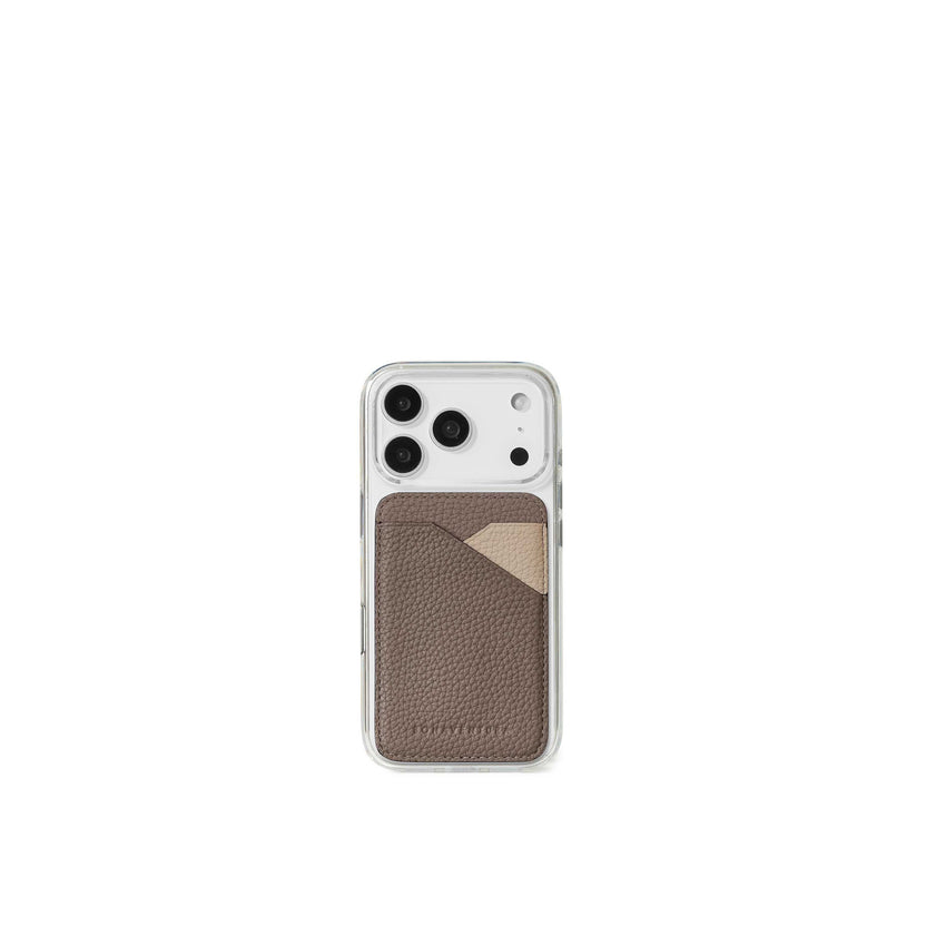 (iPhone 18 Pro / 17 Pro) クリア バックカバーケース × マグネット カードケース バイカラー シュリンクレザー