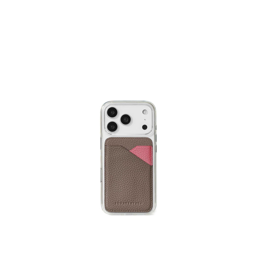 (iPhone 18 Pro Max / 17 Pro Max) クリア バックカバーケース × マグネット カードケース バイカラー シュリンクレザー