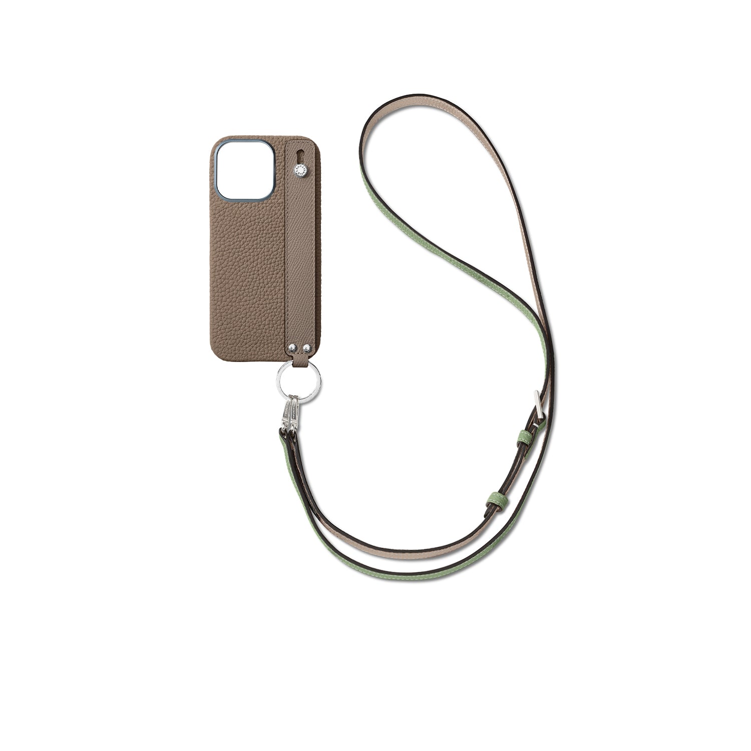 (iPhone 16 Pro) Back cover case with handle, shrink leather with strap