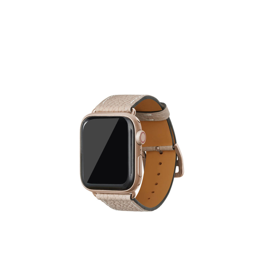 シュリンク Apple Watch レザーバンド【38mm/40mm/41mm/42mm, M/Lサイズ】 (アダプター：ゴールド)