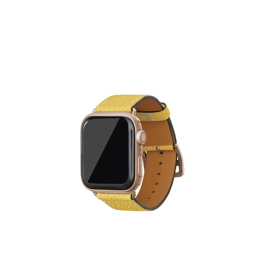シュリンク Apple Watch レザーバンド【38mm/40mm/41mm/42mm, M/Lサイズ】 (アダプター：ゴールド)