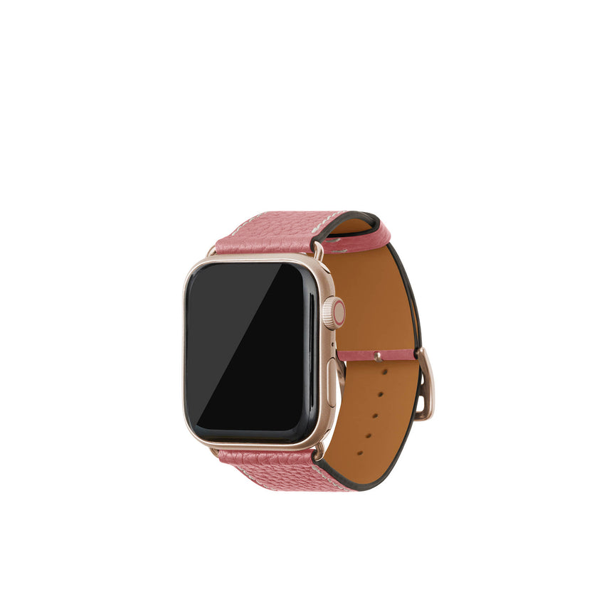 Apple Watch 가죽 밴드【42 mm/44 mm/45 mm/49 mm, M/L 사이즈】 (어댑터：골드)
