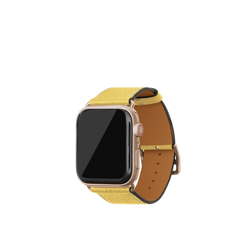 Apple Watch 가죽 밴드【42 mm/44 mm/45 mm/49 mm, M/L 사이즈】 (어댑터：골드)
