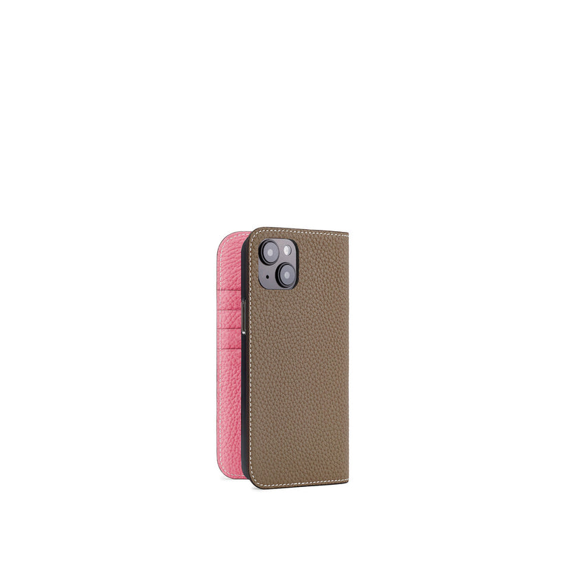 (iPhone 14 Plus) Diary Case Shrink Leather