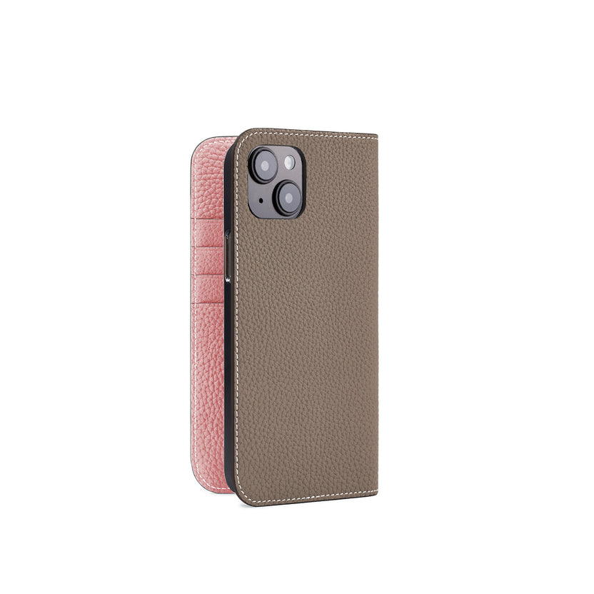 (iPhone 14 Plus) Diary Case Shrink Leather