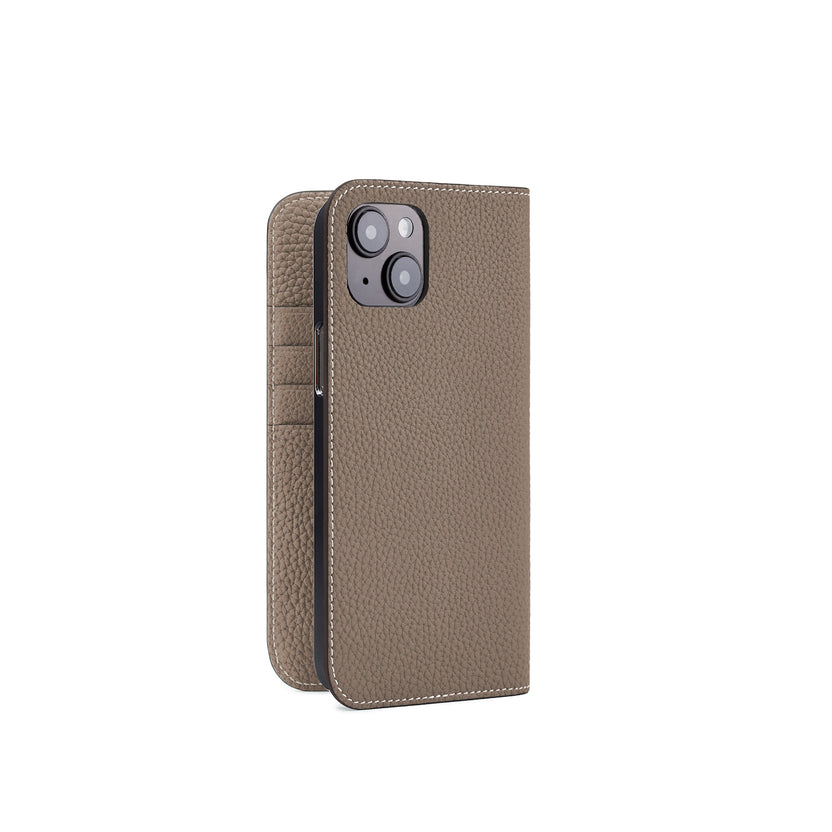 (iPhone 14 Plus) Diary Case Shrink Leather